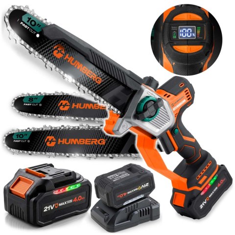 Piła łańcuchowa akumulatorowa 4.0Ah gałęziówka 10" 8" pilarka Humberg HM-437