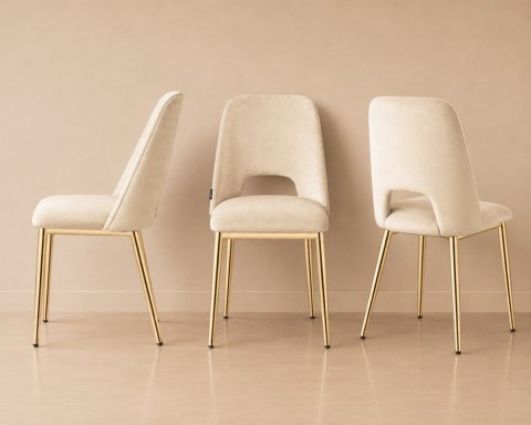 Krzesło tapicerowane GOTI CREAM VELVET GOLD