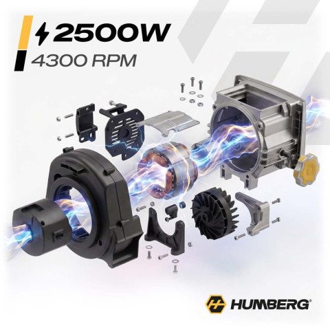 Rozdrabniacz do gałęzi elektryczny rębak 2500 W + 2x worek 45l Humberg HM-650