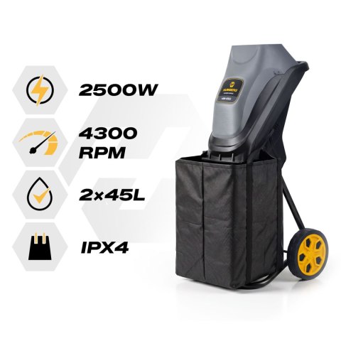 Rozdrabniacz do gałęzi elektryczny rębak 2500 W + 2x worek 45l Humberg HM-650