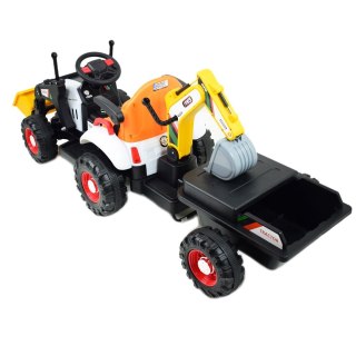 Super DWUSTRONNY traktor na akumulator ze spychaczem, koparką i przyczepą/BEJ1588