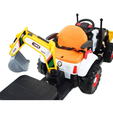 Super DWUSTRONNY traktor na akumulator ze spychaczem, koparką i przyczepą/BEJ1588