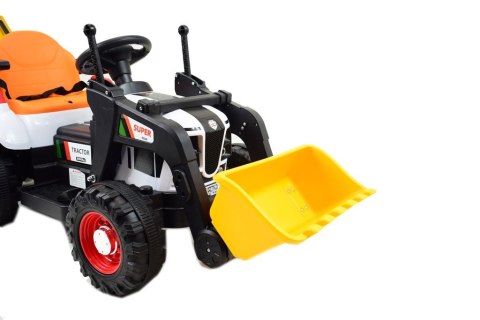 Super DWUSTRONNY traktor na akumulator ze spychaczem, koparką i przyczepą/BEJ1588