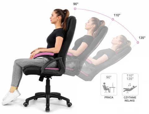 Fotel obrotowy do biurka CARRERA M FULL PINK FABRIC OUTLET