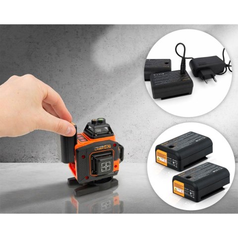 Poziomica laserowa laser krzyżowy w walizce + akcesoria Humberg HM-175