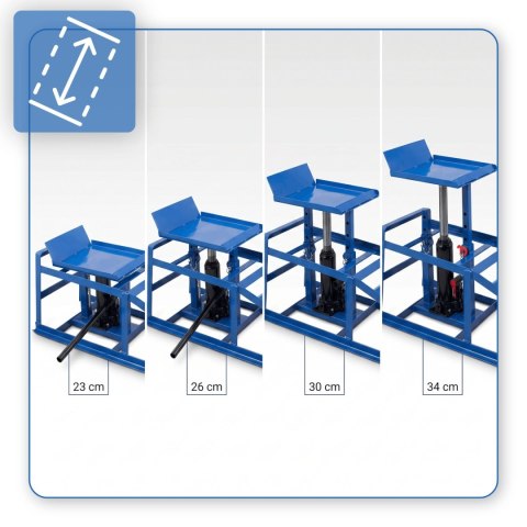 Rampy najazdowe hydrauliczne 2t komplet stalowe regulowane 23-34 cm