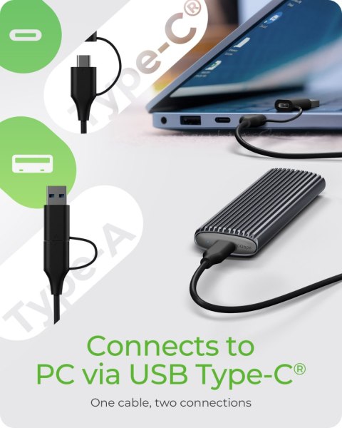 Raidsonic | M.2 NVMe and SATA SSD Enclosure via USB Type-C | IB-1808MCT-CU31