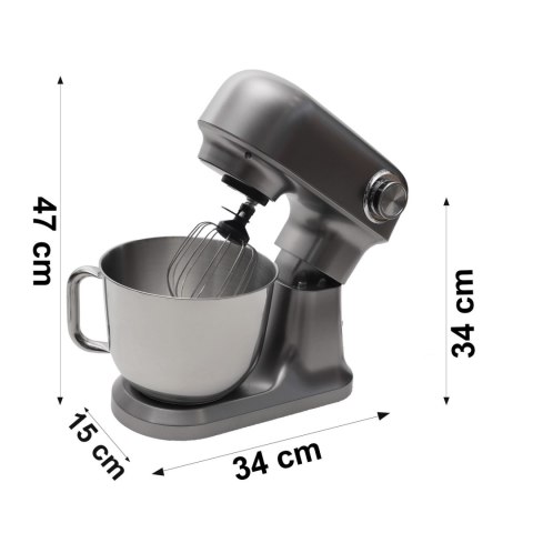 Robot planetarny kuchenny mikser z misą 5l 1500W łopatka srebrny ciemny