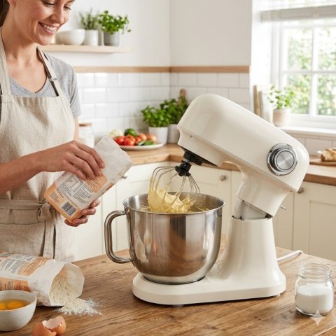 Robot planetarny kuchenny mikser z misą 5l 1500W silikonowa łopatka biały