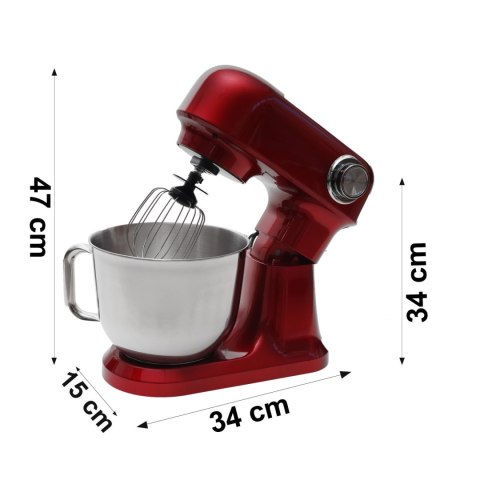 Robot planetarny kuchenny mikser z misą 5l 1500W silikonowa łopatka czerwony