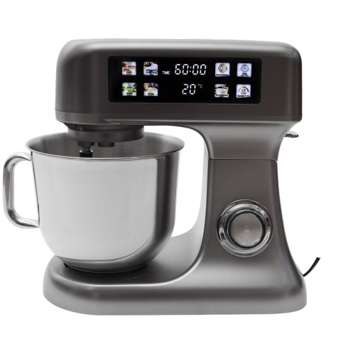 Robot planetarny kuchenny mikser z misą 6l panel LED funkcja fermentacji wbudowana waga kolor srebrny